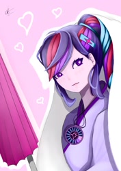 Size: 1240x1754 | Tagged: safe, artist:dedi-p-762, sci-twi, twilight sparkle, human, g4, heart eyes, humanized, magic capture device, solo, umbrella, veil, wingding eyes