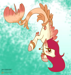 Size: 1218x1287 | Tagged: safe, artist:foxbeast, oc, oc only, merpony, seapony (g4), blushing, dorsal fin, eyelashes, female, fins, fish tail, flowing mane, flowing tail, jewelry, necklace, ocean, red mane, smiling, solo, swimming, tail, underwater, water, wingding eyes