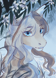 Size: 1440x2000 | Tagged: safe, artist:hazepages, oc, oc only, pony, bust, female, flower, leaf, mare, portrait, solo