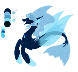 Size: 2545x2356 | Tagged: safe, artist:cyanreef, oc, oc only, seapony (g4), blue eyes, blue mane, crown, dorsal fin, eyelashes, fin wings, fins, fish tail, flowing mane, flowing tail, high res, jewelry, necklace, open mouth, open smile, regalia, simple background, smiling, solo, tail, teeth, transparent background, wings