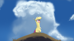 Size: 2438x1372 | Tagged: safe, artist:hitsuji, paprika (tfh), them's fightin' herds, cloud, community related, looking up, scenery, solo