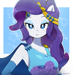 Size: 2193x2260 | Tagged: safe, artist:fuyugi, rarity, equestria girls, equestria girls specials, g4, my little pony equestria girls: better together, my little pony equestria girls: forgotten friendship, bust, cape, clothes, cute, female, high res, jewelry, looking at you, raribetes, solo, stars, super ponied up, tiara, white pupils