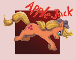 Size: 820x644 | Tagged: safe, artist:dominoblox, applejack, earth pony, pony, g4, abstract background, female, mare, running, solo