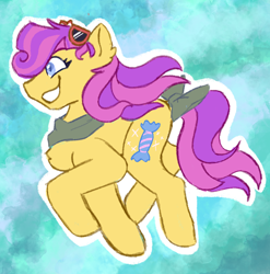 Size: 1052x1063 | Tagged: safe, artist:apatheticxaddict, bon bon (g1), earth pony, pony, g1, my little pony tales, abstract background, bow, chest fluff, clothes, colored pupils, ear fluff, female, mare, scarf, solo, sunglasses, tail bow