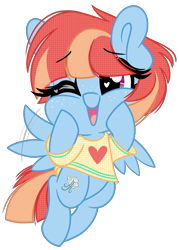 Size: 1534x2145 | Tagged: safe, artist:emberslament, windy whistles, pegasus, pony, chibi, clothes, cute, daaaaaaaaaaaw, female, flapping wings, freckles, heart eyes, one eye closed, request, shirt, short mane, short tail, simple background, solo, squishy cheeks, transparent background, windybetes, wingding eyes, wink