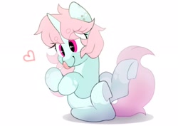 Size: 2048x1446 | Tagged: safe, artist:mochi_nation, oc, oc only, oc:scoops, pony, unicorn, eye clipping through hair, eyebrows, eyebrows visible through hair, female, gift art, heart, mare, mlem, silly, simple background, solo, tongue out, white background