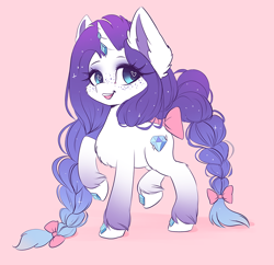 Size: 826x800 | Tagged: safe, artist:valeria_fills, rarity, pony, unicorn, g4.5, my little pony: pony life, alternate cutie mark, digital art, female, freckles, horn, mare, open mouth, simple background, solo, tail