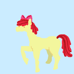 Size: 500x500 | Tagged: safe, artist:askpinkiepieandfriends, apple bloom, earth pony, pony, g4, blank flank, blue background, female, filly, raised hoof, simple background, solo