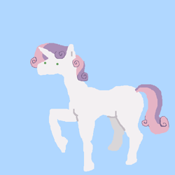 Size: 500x500 | Tagged: safe, artist:askpinkiepieandfriends, sweetie belle, pony, unicorn, g4, blank flank, blue background, female, filly, raised hoof, simple background, solo