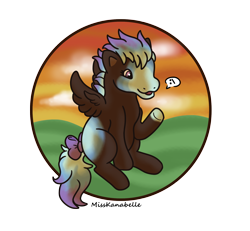 Size: 1950x1800 | Tagged: safe, artist:misskanabelle, oc, oc only, oc:wildfire, pegasus, pony, bow, female, mare, music notes, pegasus oc, pictogram, signature, simple background, solo, tail bow, transparent background, underhoof, wings