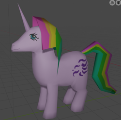 Size: 596x586 | Tagged: safe, artist:loopilerp, windy (g1), pony, unicorn, g1, 3d, 3d model, female, low poly, mare, solo