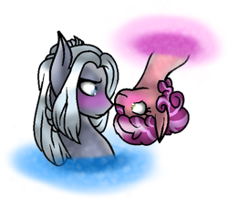 Size: 782x711 | Tagged: safe, artist:aonairfaol, oc, oc:moon pie, earth pony, pony, blushing, earth pony oc, female, male, mare, portal, simple background, stallion, transparent background, upside down