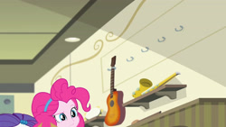 Size: 3410x1920 | Tagged: safe, screencap, pinkie pie, rarity, equestria girls, g4, my little pony equestria girls: better together, overpowered (equestria girls), applejack's hat, cowboy hat, female, hairpin, hat, high res, offscreen character