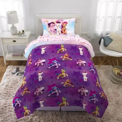 Size: 1500x1500 | Tagged: safe, hitch trailblazer, izzy moonbow, pipp petals, sunny starscout, zipp storm, earth pony, pegasus, pony, unicorn, g5, official, bed, bedsheets, blanket, female, male, mane five, mare, merchandise, pillow, stallion