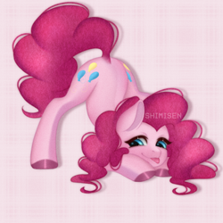 Size: 1900x1900 | Tagged: safe, artist:shimisen, pinkie pie, earth pony, pony, g4, abstract background, face down ass up, female, jack-o challenge, mare, meme, solo, tongue out