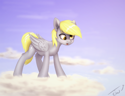 Size: 3900x3000 | Tagged: safe, artist:colourwave, derpy hooves, pegasus, pony, g4, cloud, female, high res, mare, on a cloud, solo, standing on a cloud