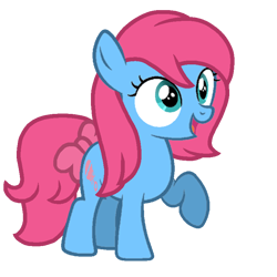 Size: 768x768 | Tagged: safe, artist:evansworld, baby cuddles, earth pony, pony, g1, g4, baby, baby pony, bow, cuddlebetes, cute, female, filly, g1 to g4, generation leap, open mouth, open smile, raised hoof, raised leg, simple background, smiling, solo, tail bow, transparent background