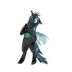 Size: 800x800 | Tagged: safe, artist:kushina13, queen chrysalis, changeling, changeling queen, g4, bipedal, female, simple background, solo, white background