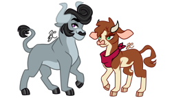 Size: 2001x1142 | Tagged: safe, artist:buttercupisqueen, idw, arizona (tfh), king longhorn, bull, cow, them's fightin' herds, community related, duo, female, idw showified, male, simple background, transparent background, vector