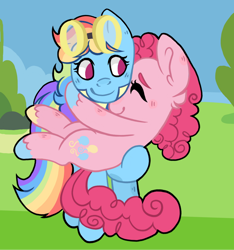 Size: 1280x1365 | Tagged: safe, artist:yourrdazzle, pinkie pie, rainbow dash, earth pony, pegasus, pony, g4, wonderbolts academy, duo, female, hug, mare, scene interpretation