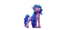 Size: 2048x858 | Tagged: safe, izzy moonbow, pony, unicorn, g5, my little pony: a new generation, official, animated, female, gif, mare, rotating, shadow, simple background, solo, spinning, transparent background, turnaround