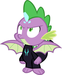 Size: 1280x1556 | Tagged: safe, artist:benpictures1, spike, dragon, comic:the storm kingdom, g4, my little pony: the movie, bad end, bodyguard spike, bodysuit, clothes, crystal of light, inkscape, lieutenant spike, male, simple background, solo, transparent background, vector, winged spike, wings