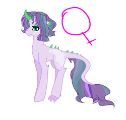 Size: 975x930 | Tagged: safe, artist:pinkgalaxy56, oc, oc only, oc:diamond, dracony, hybrid, curved horn, female, horn, interspecies offspring, offspring, parent:rarity, parent:spike, parents:sparity, simple background, white background