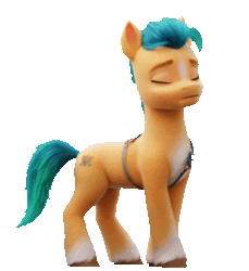 Size: 719x786 | Tagged: safe, hitch trailblazer, earth pony, pony, g5, my little pony: a new generation, official, animated, cropped, gif, hoof on chest, loop, male, one eye closed, rotating, shadow, simple background, smiling, solo, spinning, stallion, transparent background, turnaround, unshorn fetlocks, wink