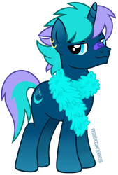 Size: 742x1100 | Tagged: safe, artist:jennieoo, oc, oc only, oc:frightmare, pony, unicorn, feather boa, piercing, show accurate, simple background, smug, solo, transparent background, vector