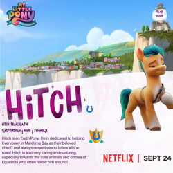 Size: 2160x2160 | Tagged: safe, hitch trailblazer, g5, my little pony: a new generation, official, high res, male, my little pony: a new generation logo, netflix logo, text