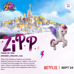 Size: 2160x2160 | Tagged: safe, zipp storm, g5, my little pony: a new generation, official, high res, my little pony: a new generation logo, netflix logo, text