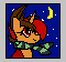 Size: 60x56 | Tagged: safe, artist:emilz-the-half-demon, oc, oc:pyre quill, pony, unicorn, animated, blinking, clothes, gif, moon, scarf, snow