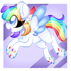 Size: 1280x1280 | Tagged: safe, artist:ladylullabystar, oc, oc only, oc:vanilla sprinkles, pegasus, pony, colored pupils, female, mare, multicolored hair, rainbow hair, solo