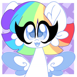 Size: 1280x1280 | Tagged: safe, artist:ladylullabystar, oc, oc only, oc:vanilla sprinkles, pegasus, pony, big ears, colored pupils, female, mare, multicolored hair, rainbow hair, solo