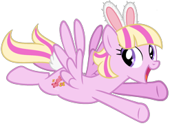 Size: 1610x1200 | Tagged: safe, artist:cherrycandi, lolligiggle, pegasus, pony, g3, g4, base used, bunny ears, bunny tail, female, flying, g3 to g4, generation leap, open mouth, simple background, solo, transparent background