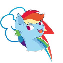 Size: 4000x4000 | Tagged: safe, artist:morrigun, rainbow dash, pony, g4, cutie mark background, eyes open, female, fluffy, looking sideways, mare, open mouth, simple background, solo, transparent background