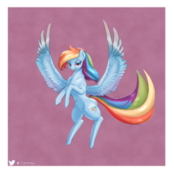 Size: 2500x2500 | Tagged: safe, artist:inkypuso, rainbow dash, pegasus, pony, g4, belly button, faic, female, high res, lidded eyes, mare, rearing, smiling, smirk, smug, smugdash, solo, spread wings, wings