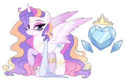 Size: 2200x1400 | Tagged: safe, artist:gihhbloonde, oc, oc only, alicorn, pony, female, magical lesbian spawn, mare, offspring, parent:princess cadance, parent:rarity, parents:raridance, simple background, solo, transparent background