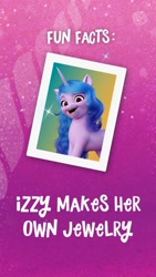 Size: 828x1472 | Tagged: safe, izzy moonbow, pony, g5, my little pony: a new generation, official, fact, instagram story, solo, text