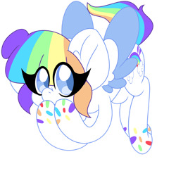 Size: 1280x1245 | Tagged: safe, artist:ladylullabystar, oc, oc only, oc:vanilla sprinkles, pegasus, pony, big ears, colored pupils, female, mare, multicolored hair, rainbow hair, simple background, solo, transparent background
