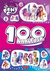 Size: 836x1200 | Tagged: safe, hitch trailblazer, izzy moonbow, pipp petals, sunny starscout, zipp storm, earth pony, pegasus, pony, unicorn, g5, official, book, book cover, cover, female, harpercollins, hoofbump, male, mane five, mare, my little pony logo, polish, stallion, sticker