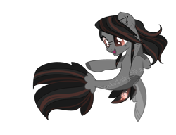 Size: 2797x2144 | Tagged: safe, artist:arcticwhistle, oc, oc only, pegasus, pony, seapony (g4), brown eyes, dorsal fin, fin wings, fish tail, flowing mane, flowing tail, high res, open mouth, seaponified, simple background, smiling, solo, species swap, tail, transparent background, wings
