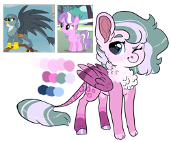 Size: 1852x1531 | Tagged: safe, artist:moccabliss, diamond tiara, gabby, oc, hippogriff, g4, magical lesbian spawn, offspring, parent:diamond tiara, parent:gabby, simple background, transparent background