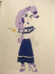 Size: 3024x4032 | Tagged: safe, artist:carlos324, rarity, human, equestria girls, g4, clothes, dress, el salvador, marker drawing, solo, traditional art