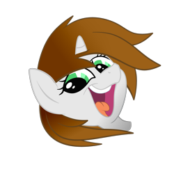 Size: 3894x3894 | Tagged: safe, oc, oc only, oc:littlepip, pony, unicorn, fallout equestria, disembodied head, eyes open, fanfic art, female, green eyes, happy, high res, horn, looking at you, mare, open mouth, simple background, smeel, solo, transparent background