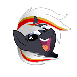 Size: 3894x3894 | Tagged: safe, oc, oc only, oc:velvet remedy, pony, unicorn, fallout equestria, disembodied head, fanfic art, happy, high res, horn, looking at you, open mouth, simple background, solo, transparent background