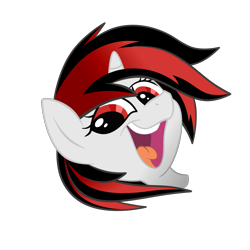 Size: 3894x3894 | Tagged: artist needed, safe, oc, oc only, oc:blackjack, pony, unicorn, fallout equestria, fallout equestria: project horizons, disembodied head, fanfic art, happy, head only, high res, horn, looking at you, open mouth, red eyes, simple background, small horn, solo, transparent background
