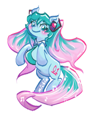 Size: 603x777 | Tagged: safe, artist:michinart, earth pony, pony, anime, cute, hatsune miku, headphones, necktie, ponified, simple background, transparent background, vocaloid