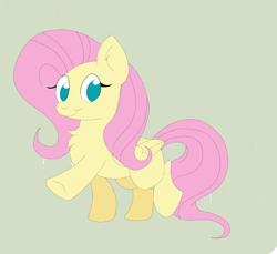 Size: 1280x1174 | Tagged: safe, artist:cinematic-fawn, fluttershy, pegasus, pony, g4, chest fluff, cute, daaaaaaaaaaaw, female, folded wings, looking at you, mare, missing cutie mark, no pupils, raised hoof, raised leg, shyabetes, simple background, smiling, solo, standing, three quarter view, wings