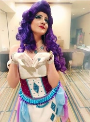 Size: 805x1080 | Tagged: safe, artist:sarahndipity cosplay, rarity, human, everfree northwest, g4, 2018, clothes, cosplay, costume, everfree northwest 2018, gloves, irl, irl human, jewelry, photo